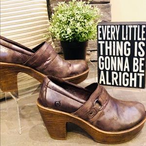 Born leather Haddon platform clog metallic brown